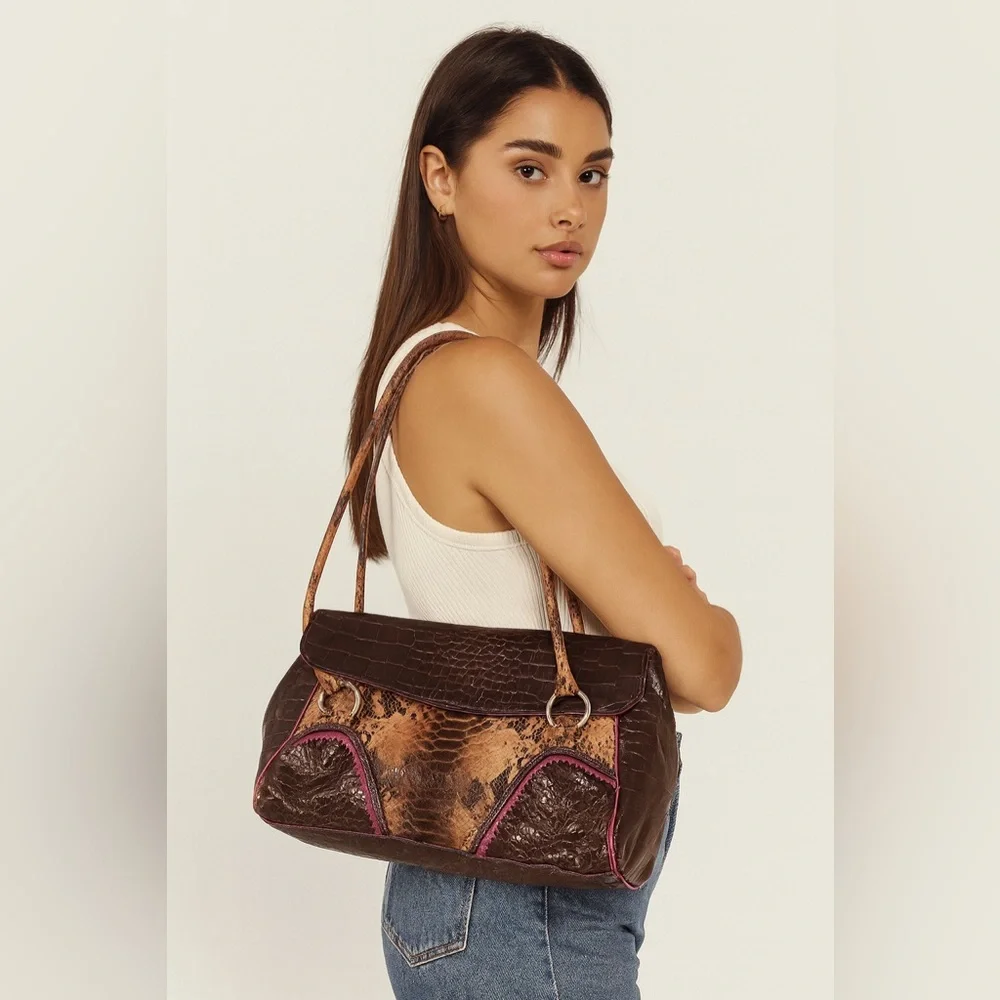 Claudia Firenze Brown Snakeskin Satchel